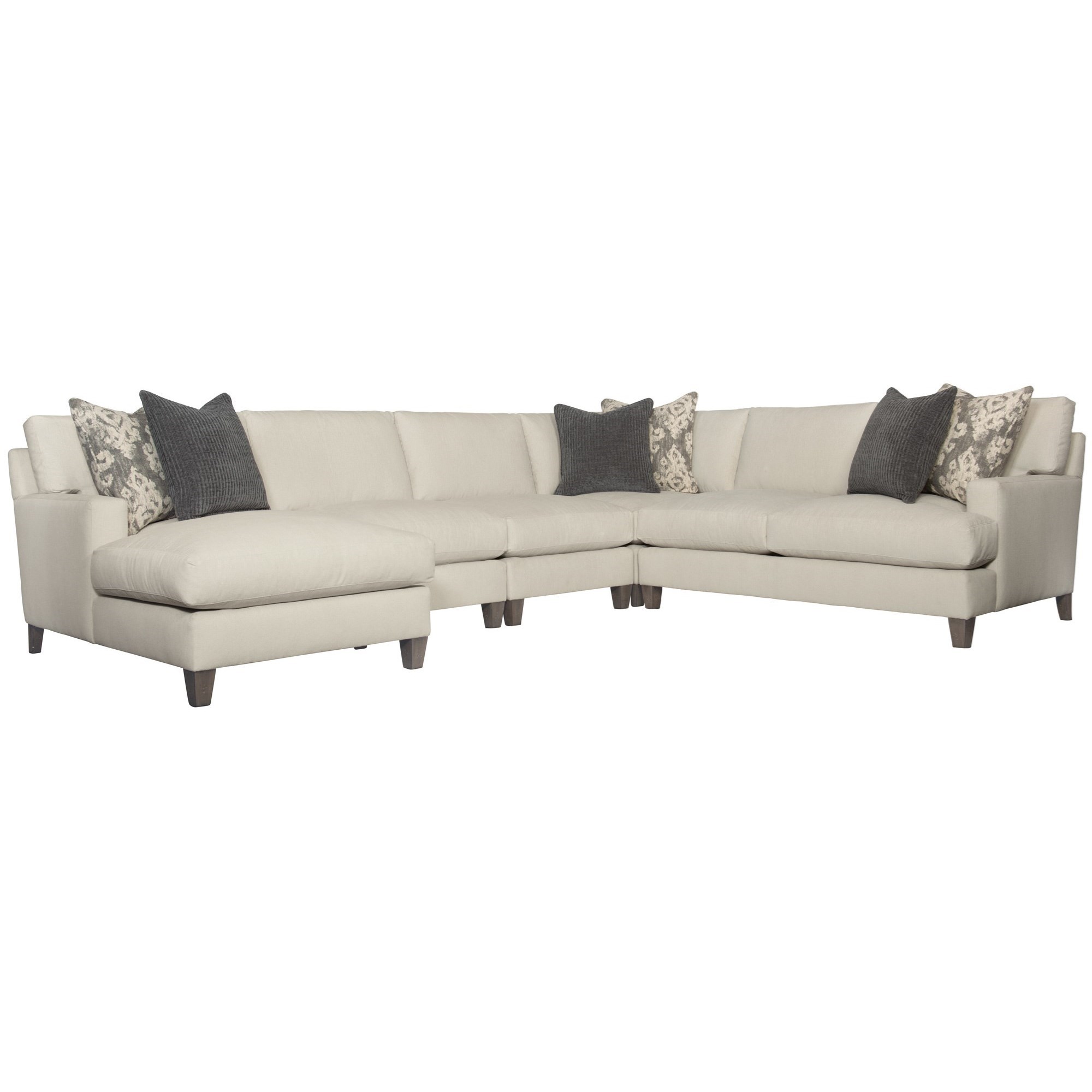 Bernhardt Mila Transitional 5Piece Sectional with Exposed Wood Legs